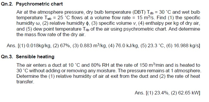 Solved Qn.2. Psychrometric Chart Air At The Atmosphere | Chegg.com