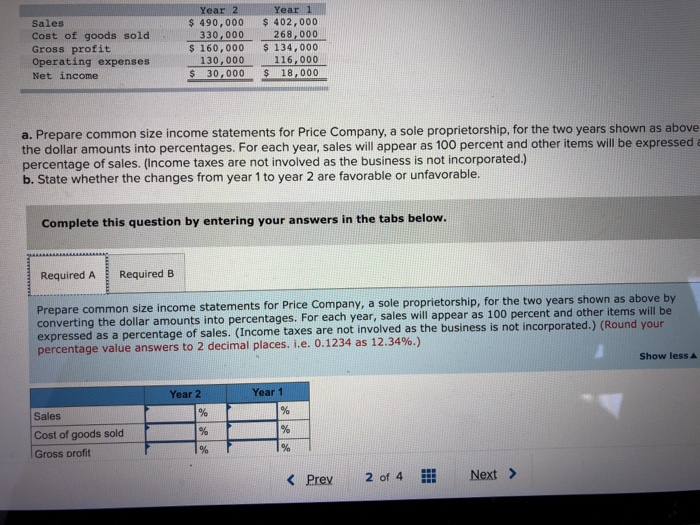 Solved Year 2 Year1 490,000 402,000 330,000 268,000 Sales