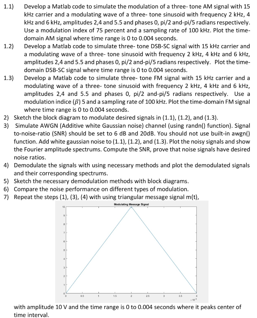 In this assignment, you will simulate three tone AM | Chegg.com
