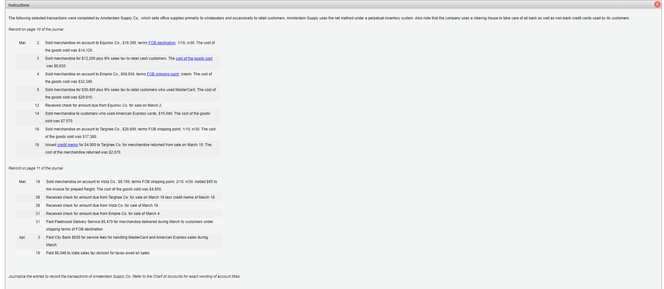 Solved Instructions The Following Selected Transactions Chegg