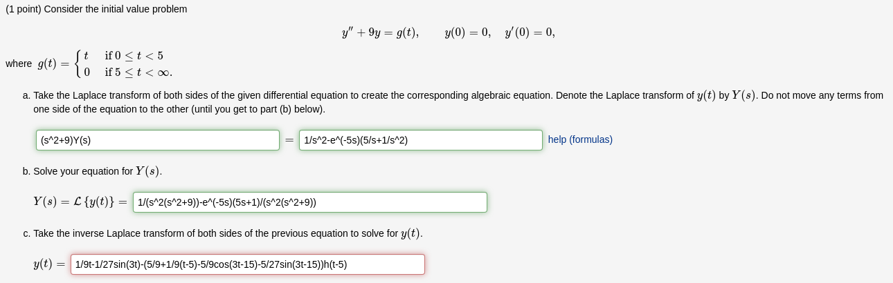 Solved 1 Point Consider The Initial Value Problem Y 9y