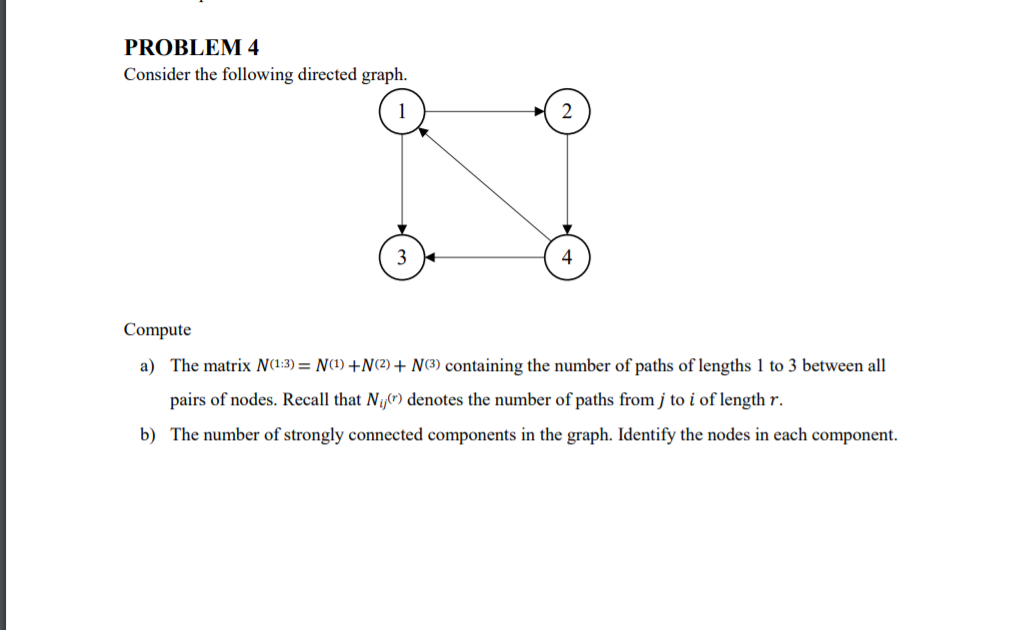 Solved PROBLEM 4 Consider the following directed graph. 4 | Chegg.com