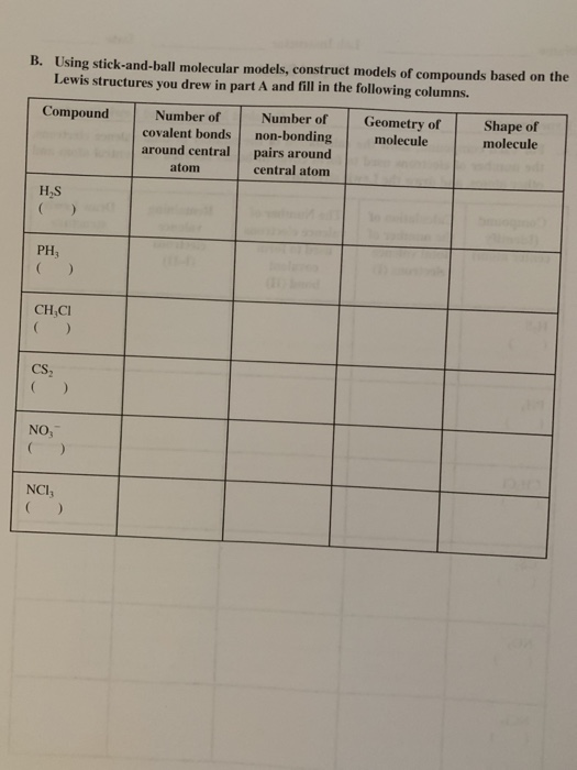 Solved Using stickandball molecular models, construct