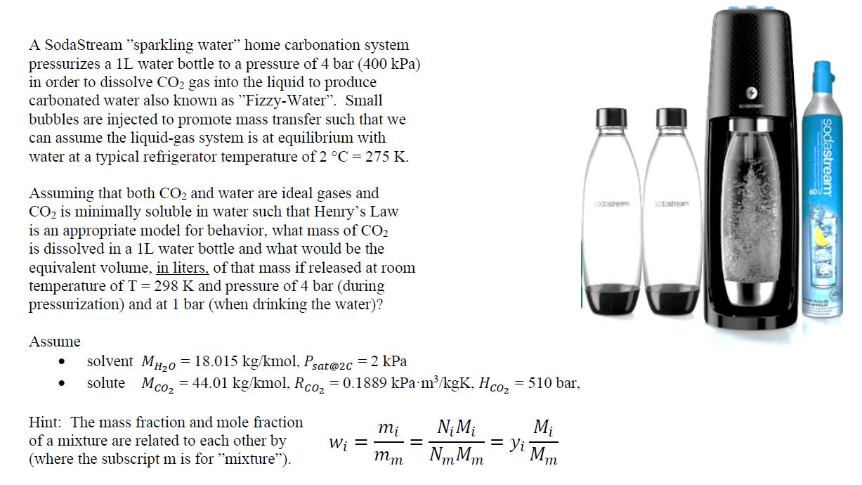 Solved A SodaStream "sparkling water" home carbonation