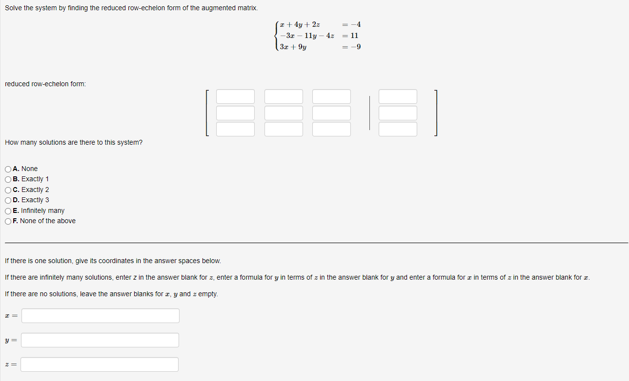 Solved Solve The System By Finding The Reduced Row-echelon | Chegg.com