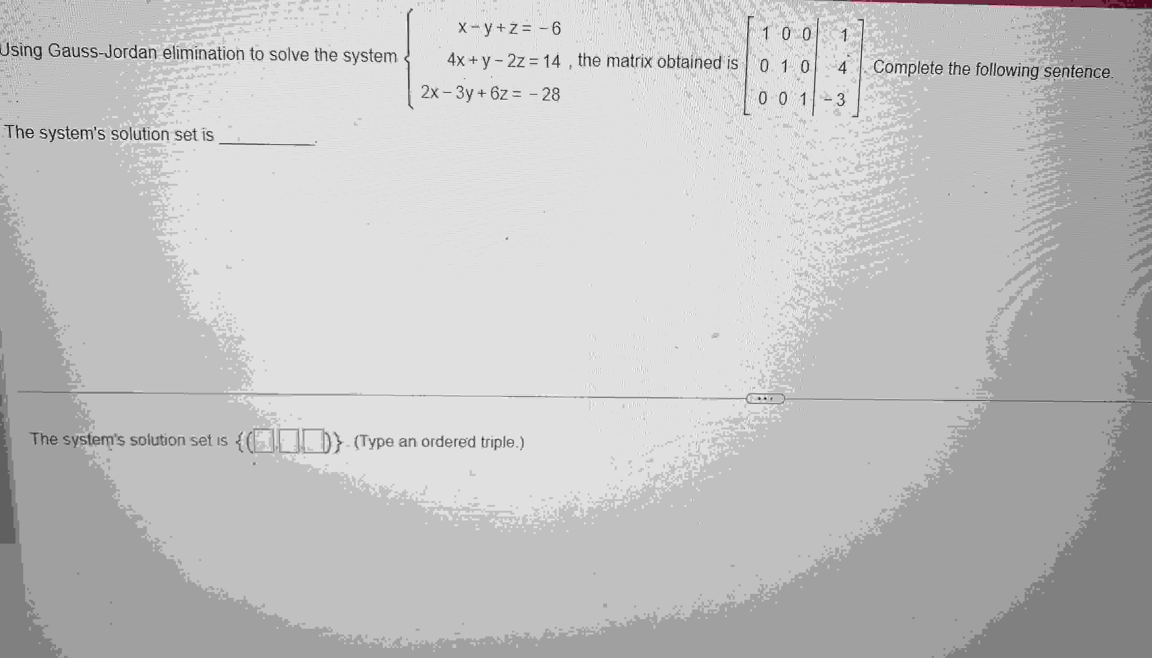 solved-using-gauss-jordan-elimination-to-solve-the-system-chegg