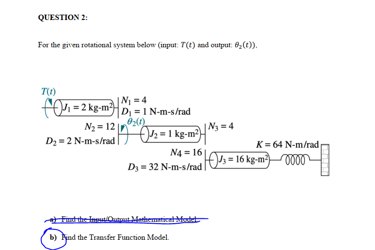 Solved Question 2 For The Given Rotational System Below Chegg Com