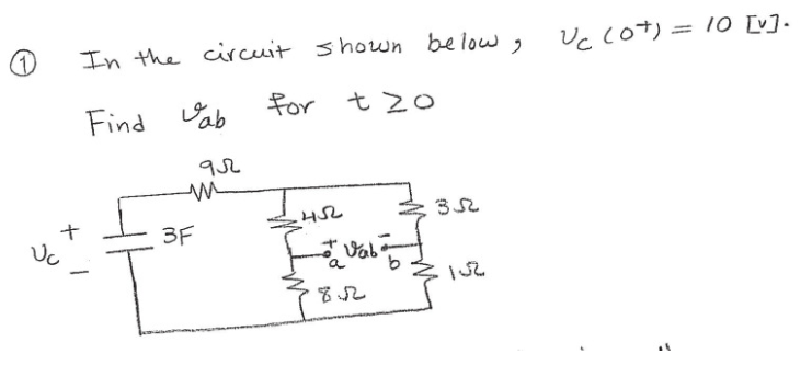 Solved Uc (0+) = 10 [v]. © O In the circuit shown below, for | Chegg.com