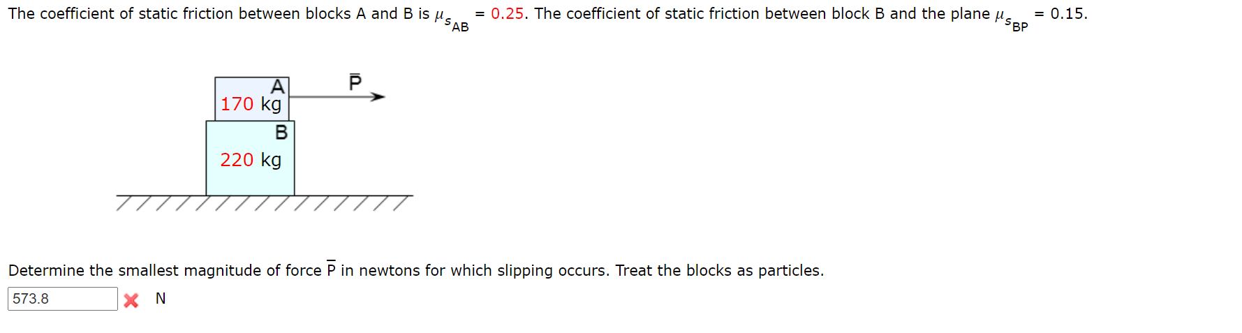 Solved The coefficient of static friction between blocks A | Chegg.com