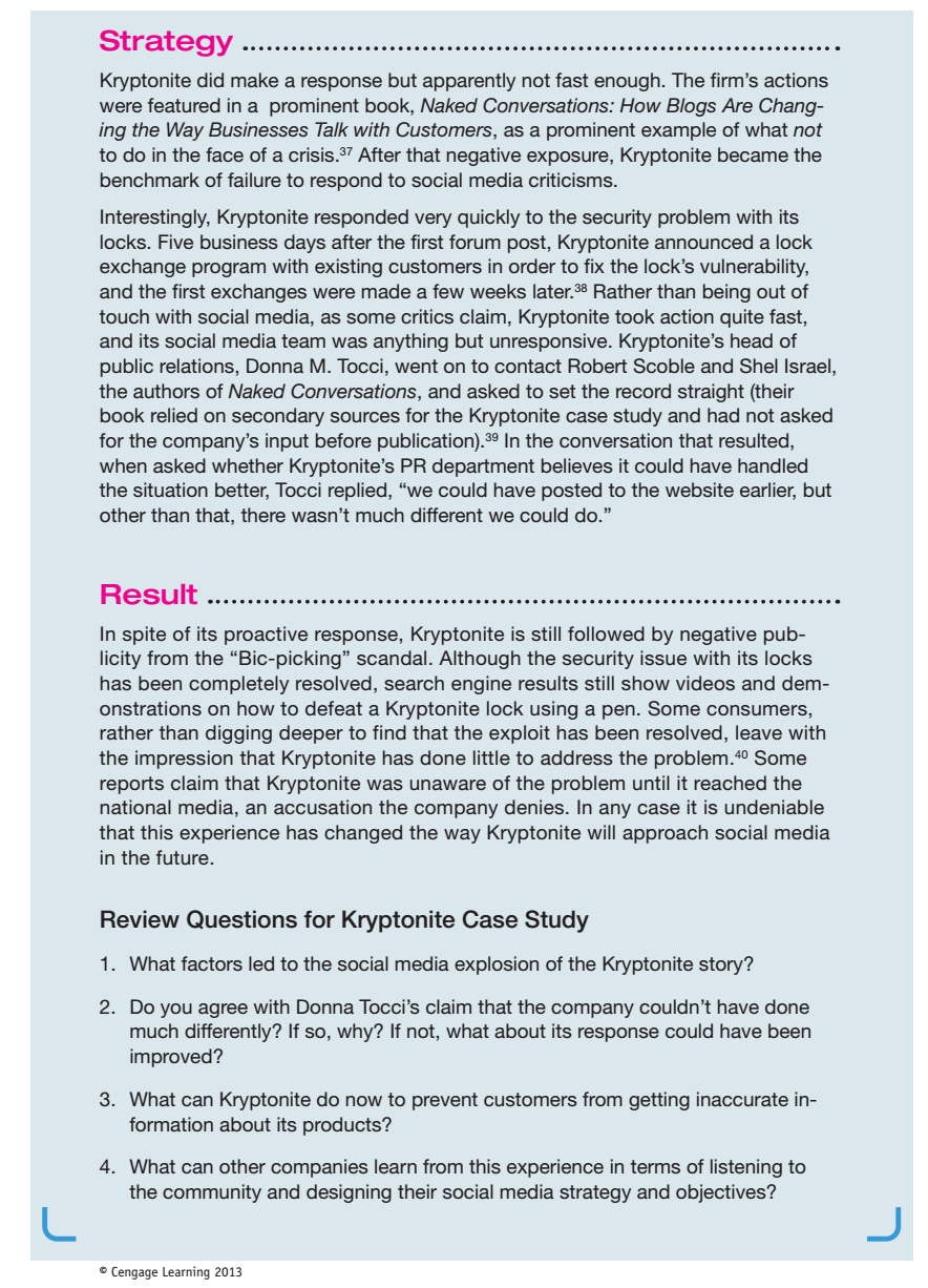 Solved EXERCISE CASE STUDY The Kryptonite Bike Lock Fiasc...