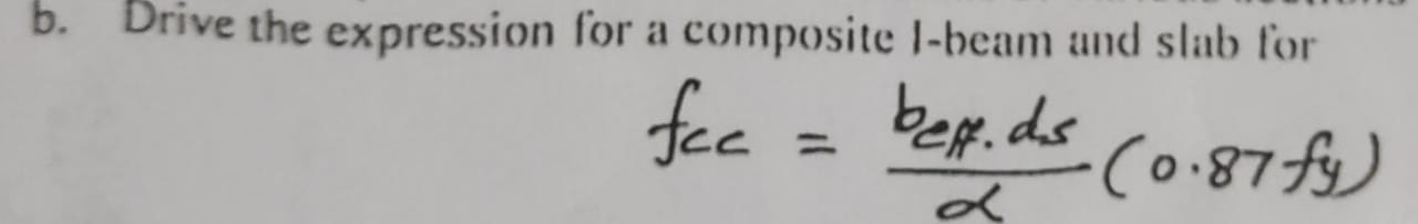 Solved b. ﻿Drive the expression for a composite I-beam and | Chegg.com