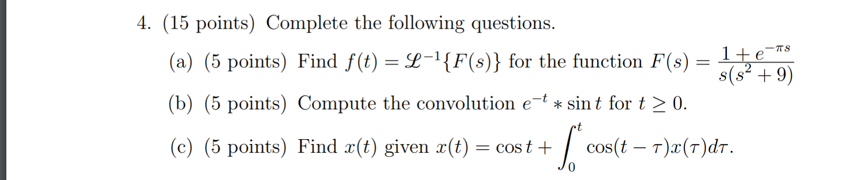 Solved -TS 4. (15 points) Complete the following questions. | Chegg.com