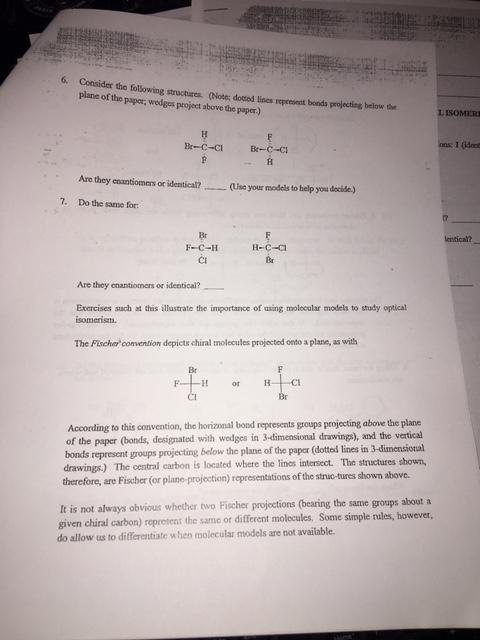 Solved Molecular Models: Optical Isomerism INTRODUCTION It | Chegg.com