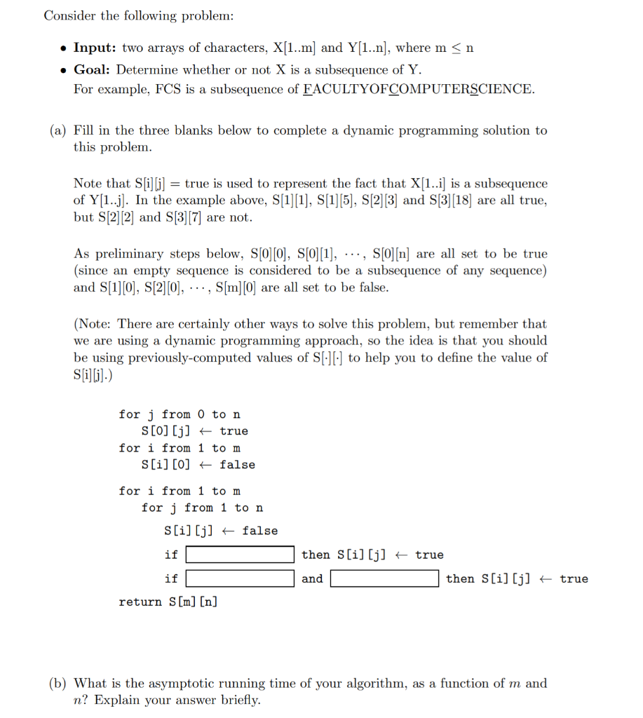 Solved Consider The Following Problem: • Input: Two Arrays | Chegg.com