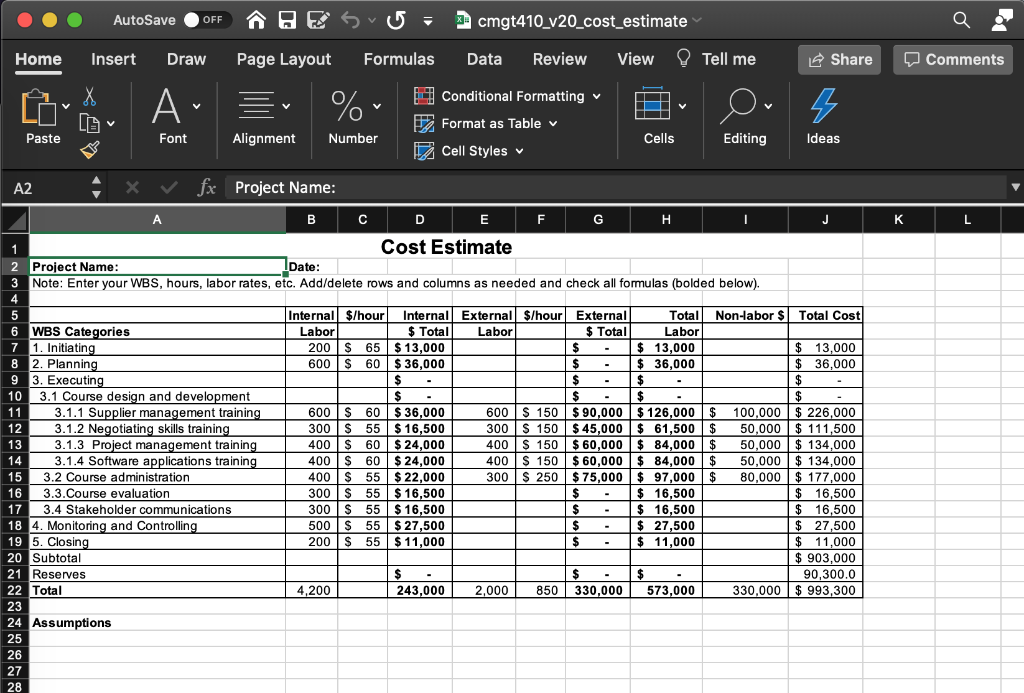 Solved: Apply: Signature Assignment: Cost Model****COST ES