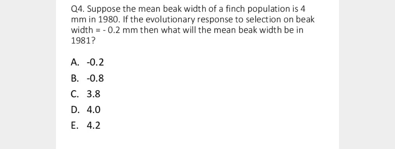 Solved Q4. Suppose the mean beak width of a finch population