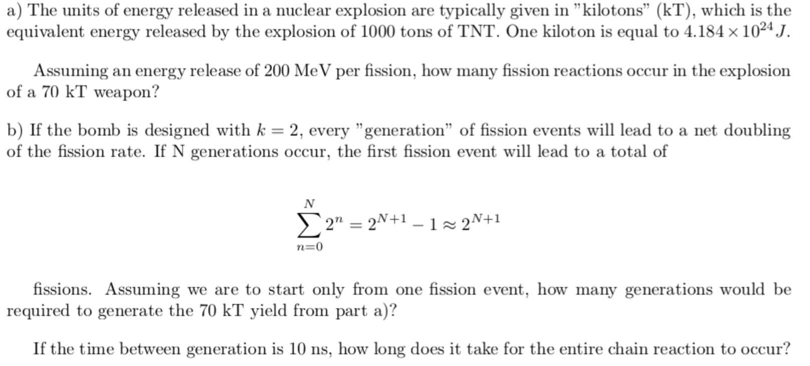 Solved a) The units of energy released in a nuclear | Chegg.com