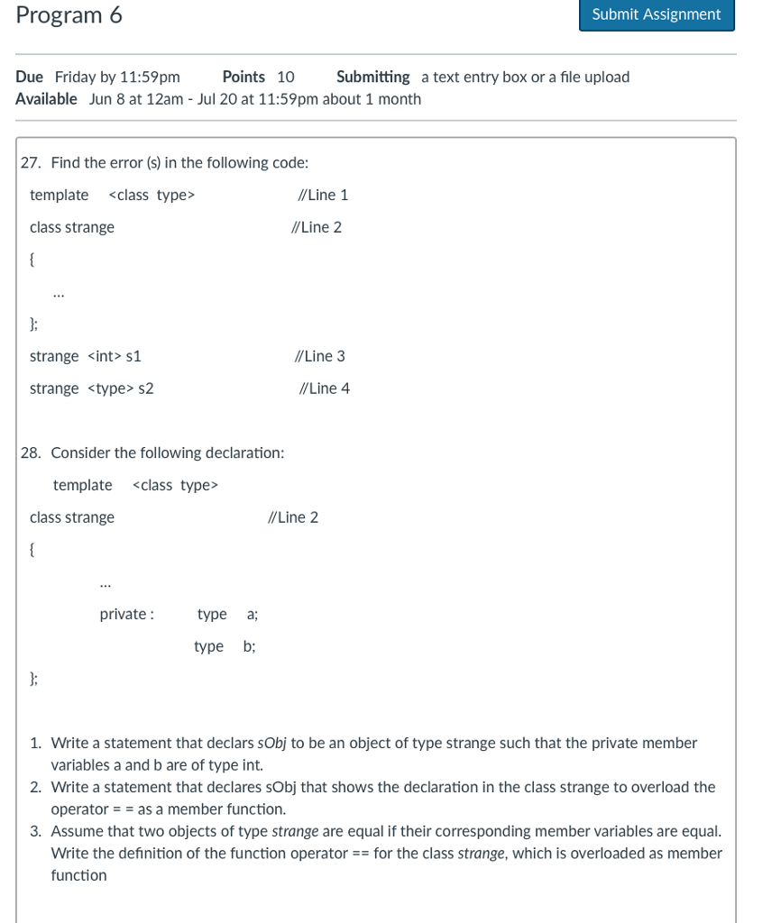 Solved Program6 Submit Assignment Due Friday by 11:59pm | Chegg.com