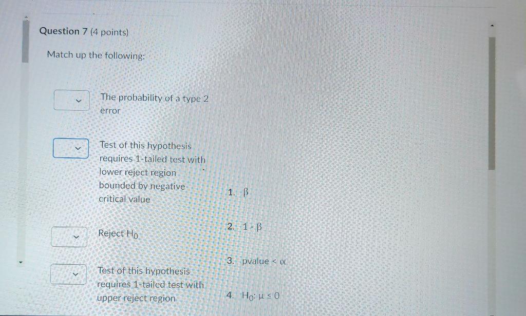 Solved Question 7 (4 points) Match up the following: The | Chegg.com