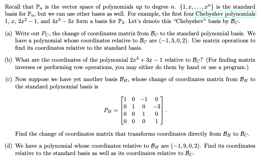 Solved Recall that Pn is the vector space of polynomials up | Chegg.com