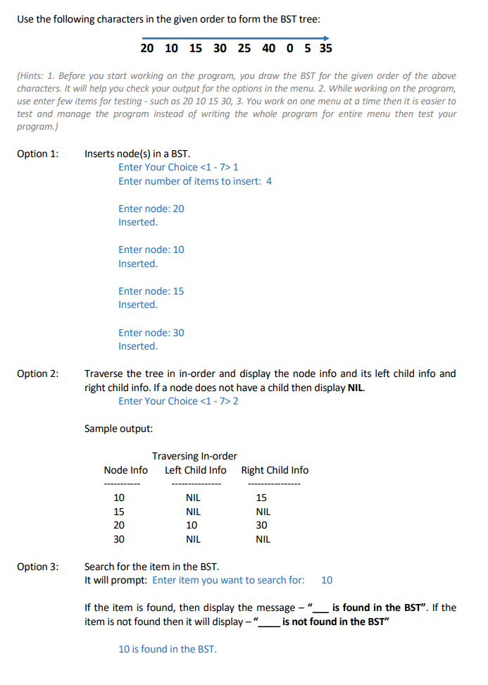 Solved Write a program in C++ to create a Binary Search tree | Chegg.com