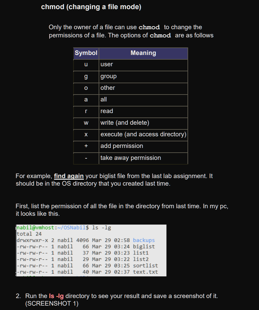 Chmod Changing A File Mode Only The Owner Of A File Chegg Com