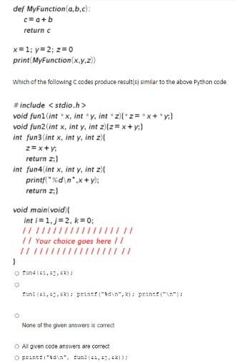 Solved Consider the following code include int myFun (int | Chegg.com