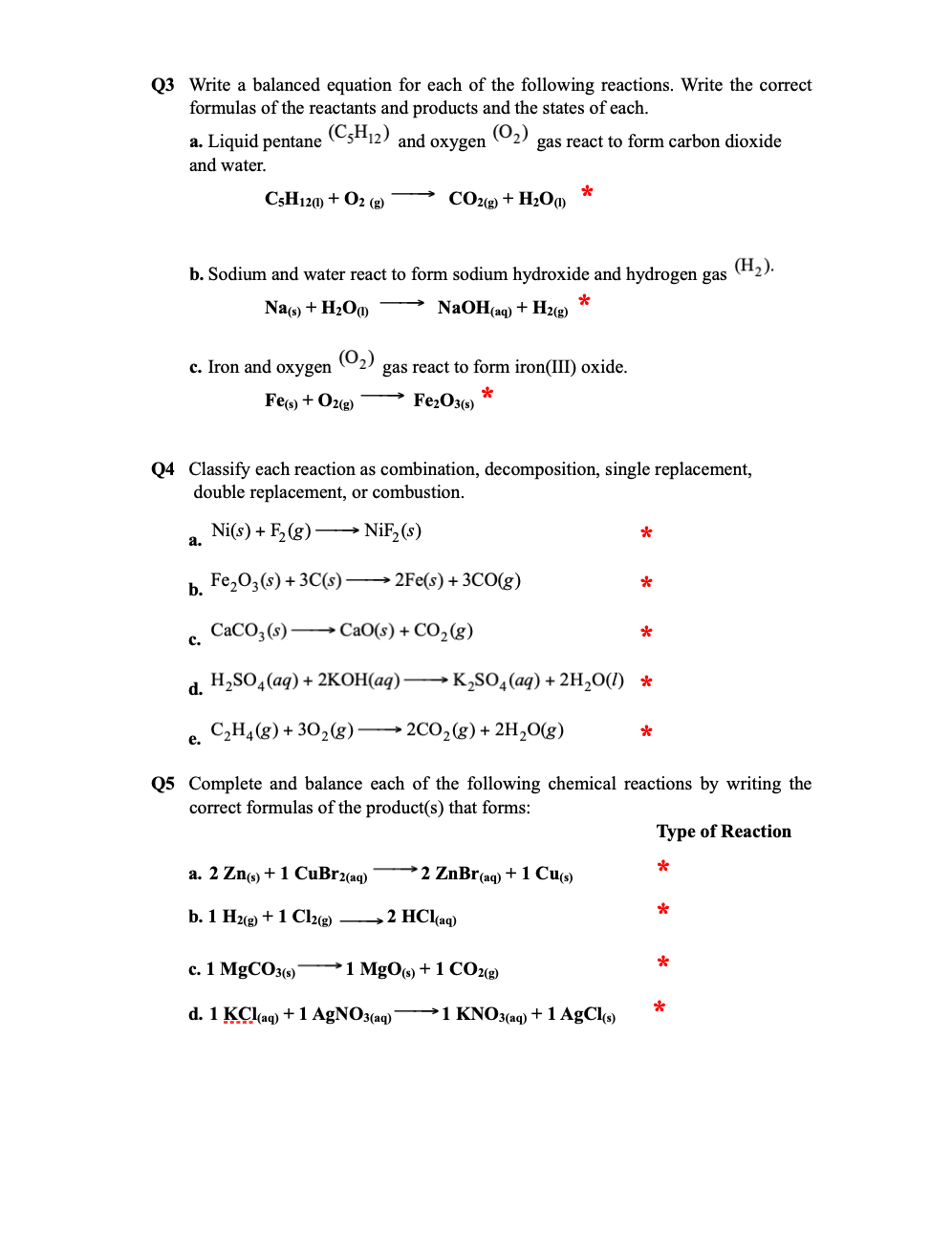 Solved Q3 Write a balanced equation for each of the Chegg