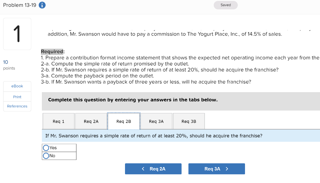 Solved Problem 13-19 A Saved Help Save & Exit Submit Check | Chegg.com