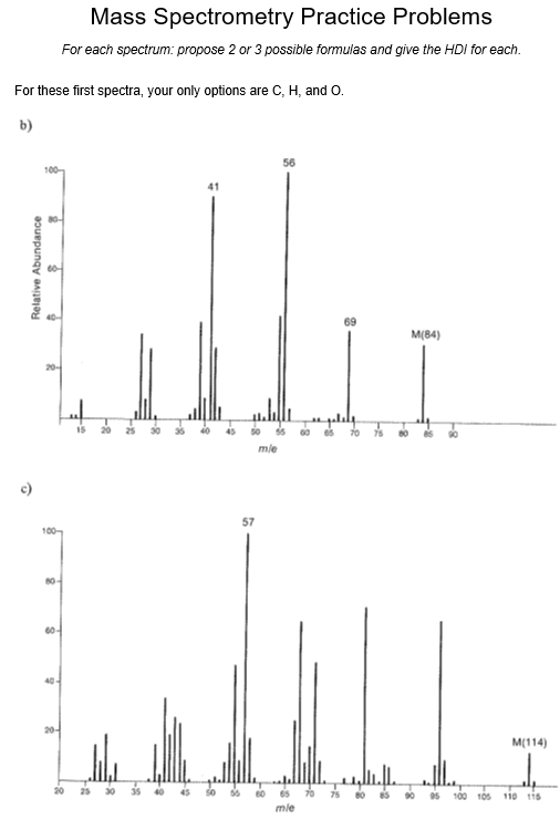 Solved Mass Spectrometry Practice Problems For each