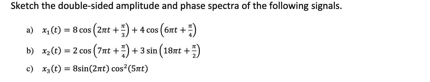 Solved Sketch the double-sided amplitude and phase spectra | Chegg.com
