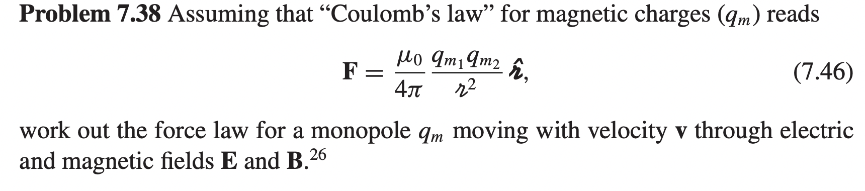 Solved Problem 7.38 Assuming that “Coulomb's law” for | Chegg.com