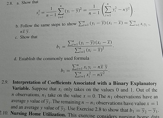 Solved Showing derivation of variance formula & slope | Chegg.com