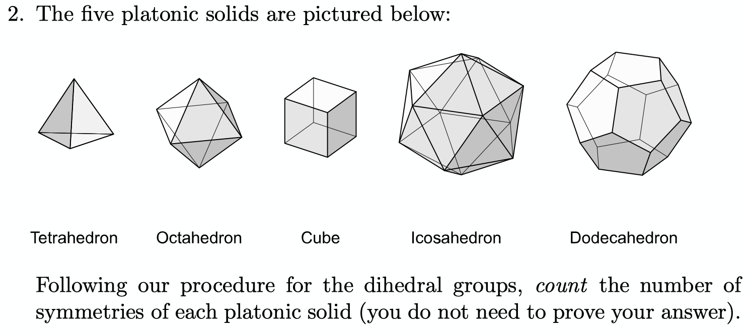 Solved 2. The Five Platonic Solids Are Pictured Below: | Chegg.com