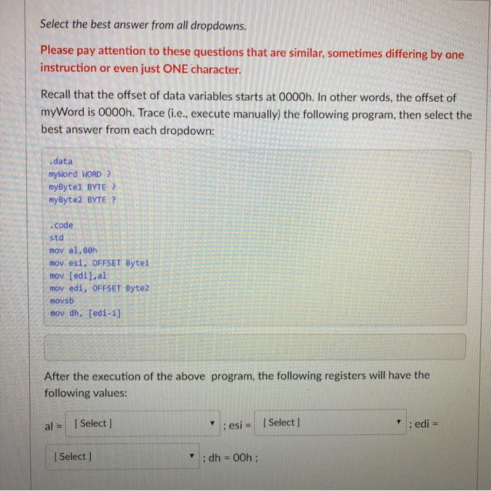 Solved Select the best answer from all dropdowns Please pay | Chegg.com