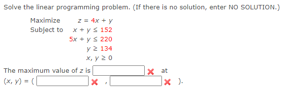 Solved Solve the linear programming problem. (If there is no | Chegg.com