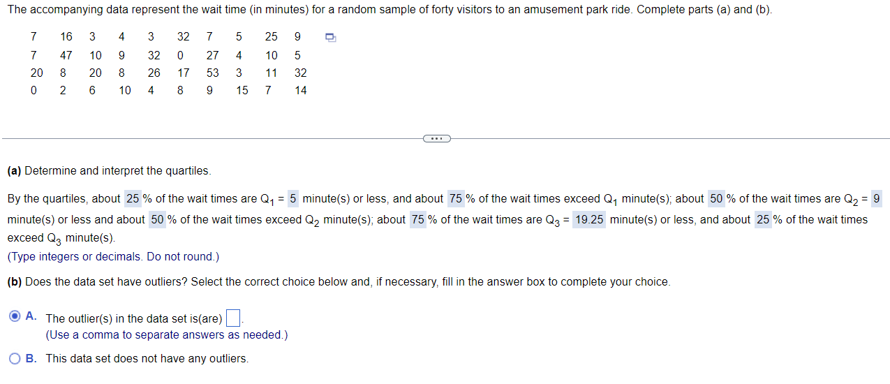 Solved (a) Determine And Interpret The Quartiles. By The | Chegg.com