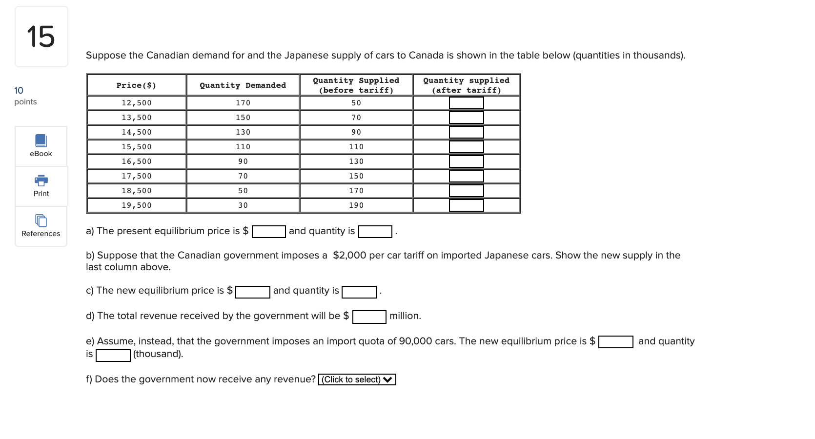 Solved 15 Suppose the Canadian demand for and the Japanese | Chegg.com