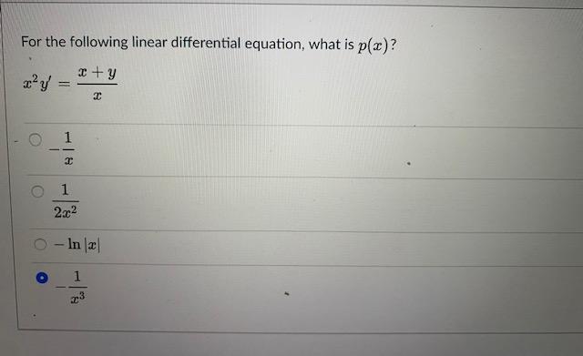 Solved For the following linear differential equation, what | Chegg.com