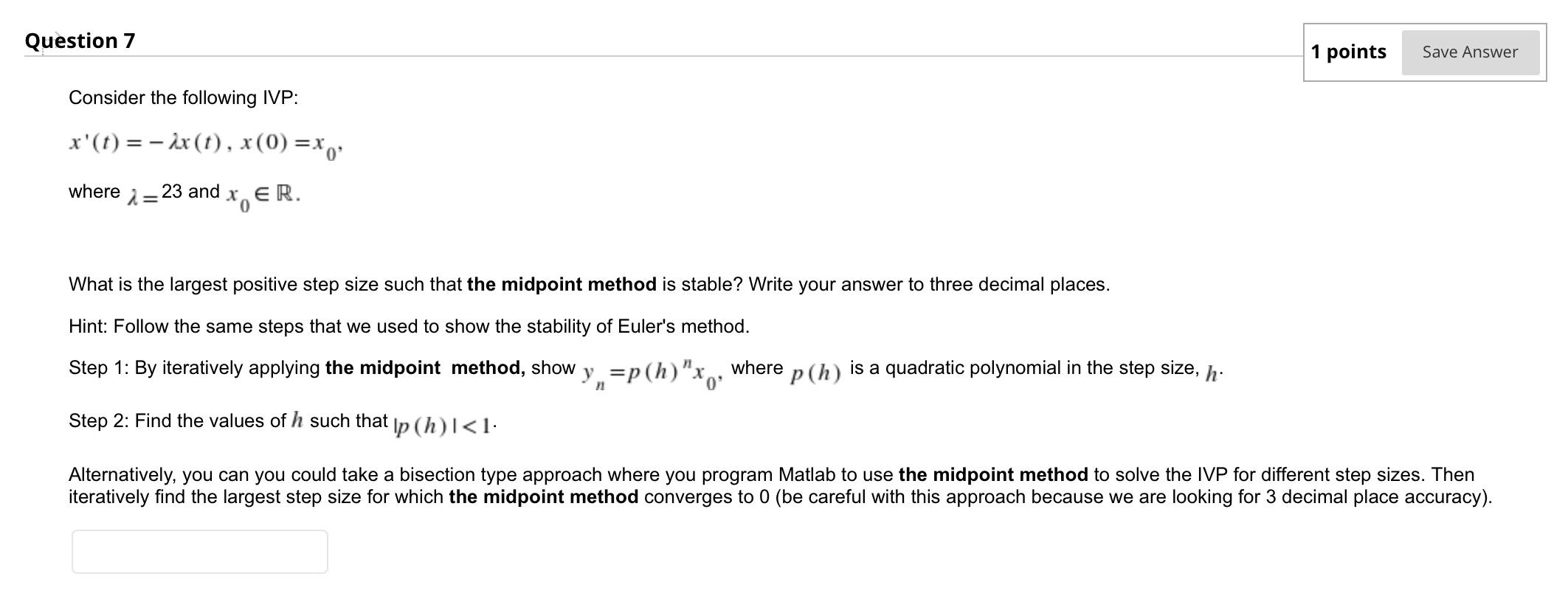 Solved Question 7 1 points Save Answer Consider the | Chegg.com