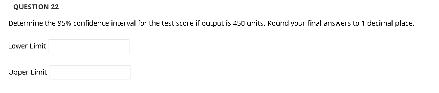 Solved QUESTION 22 Determine the 95% confidence interval for | Chegg ...