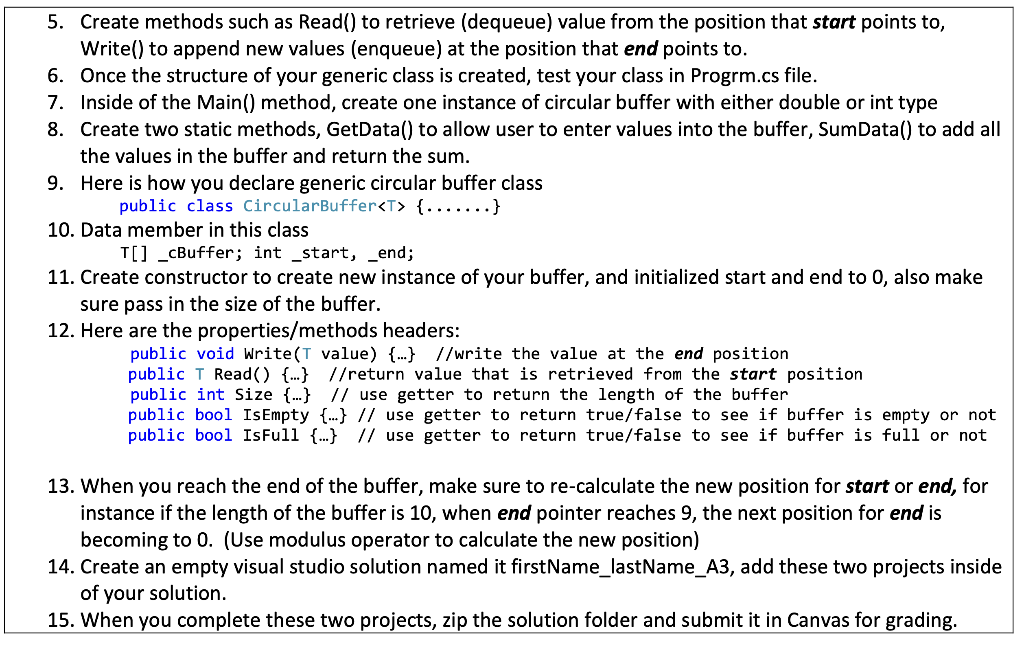 Solved Specification Circular buffer is fixed size data