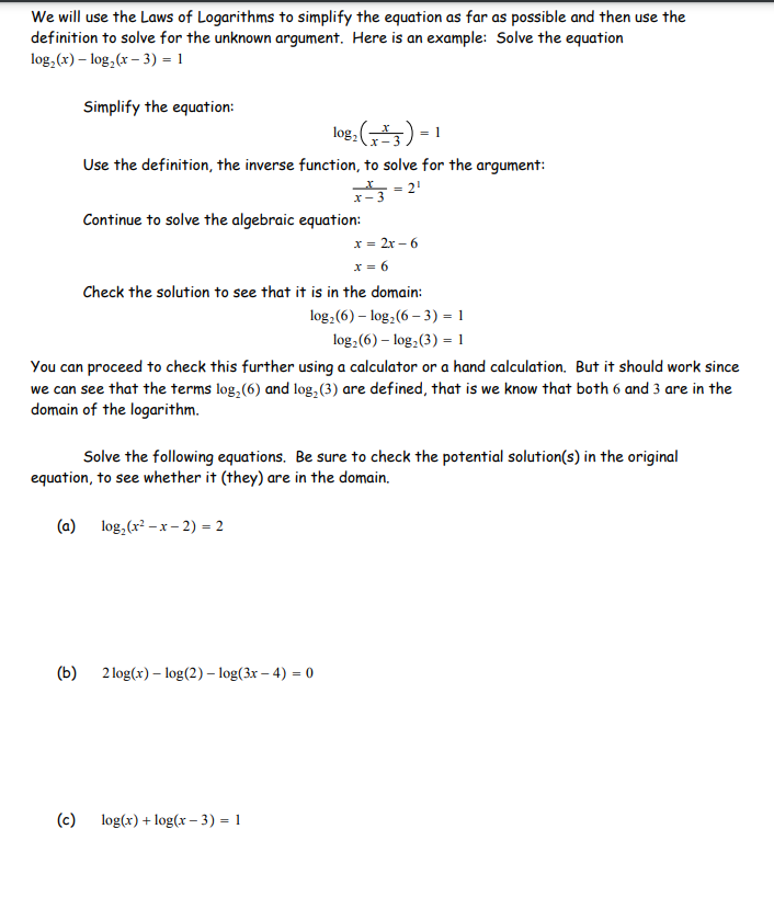 Solved We will use the Laws of Logarithms to simplify the | Chegg.com