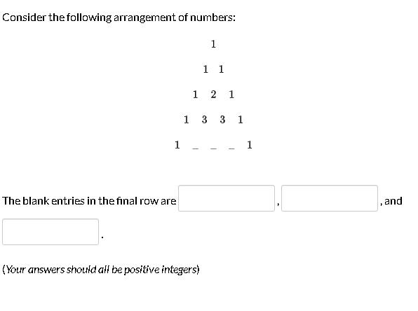 Solved Consider the following arrangement of numbers: 1 1 1 | Chegg.com