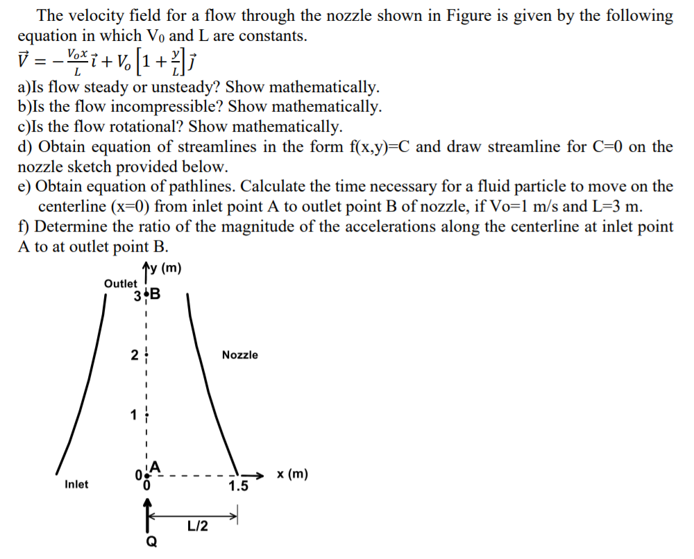 Solved The Velocity Field For A Flow Through The Nozzle