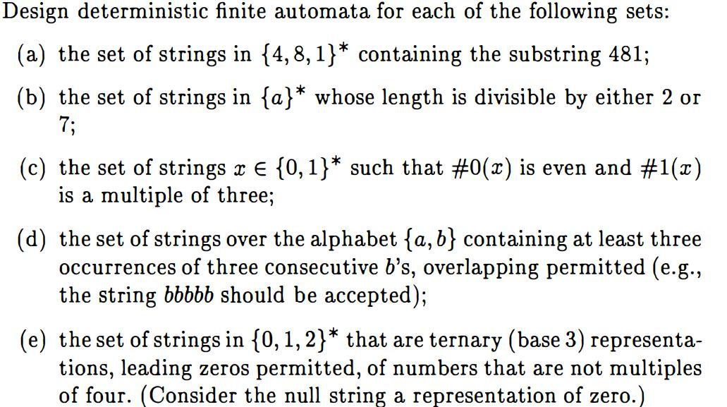 Solved Design deterministic finite automata for each of the | Chegg.com