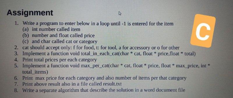 Solved С Assignment . 1. Write a program to enter below in a | Chegg.com