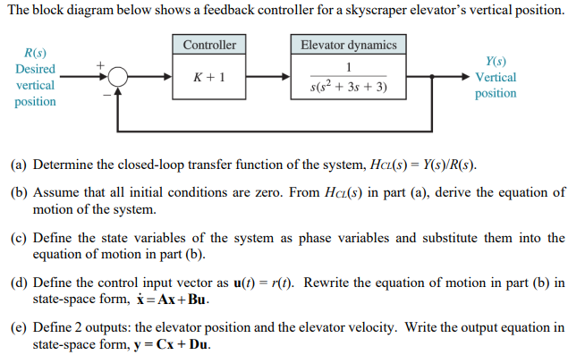 Solved (a) Determine the closed-loop transfer function of | Chegg.com