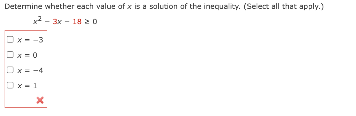 Solved Determine whether each value of x is a solution of | Chegg.com