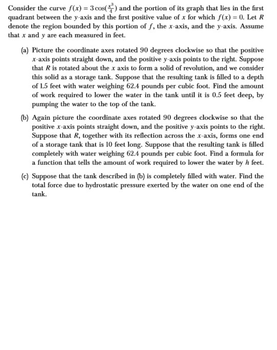 Solved Consider the curve f(x) = 3 cos() and the portion of | Chegg.com